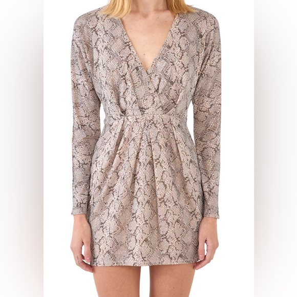 Endless Rose Sparkle Snakeskin Print Long Sleeve Minidress - NWOT - Picture 1 of 4